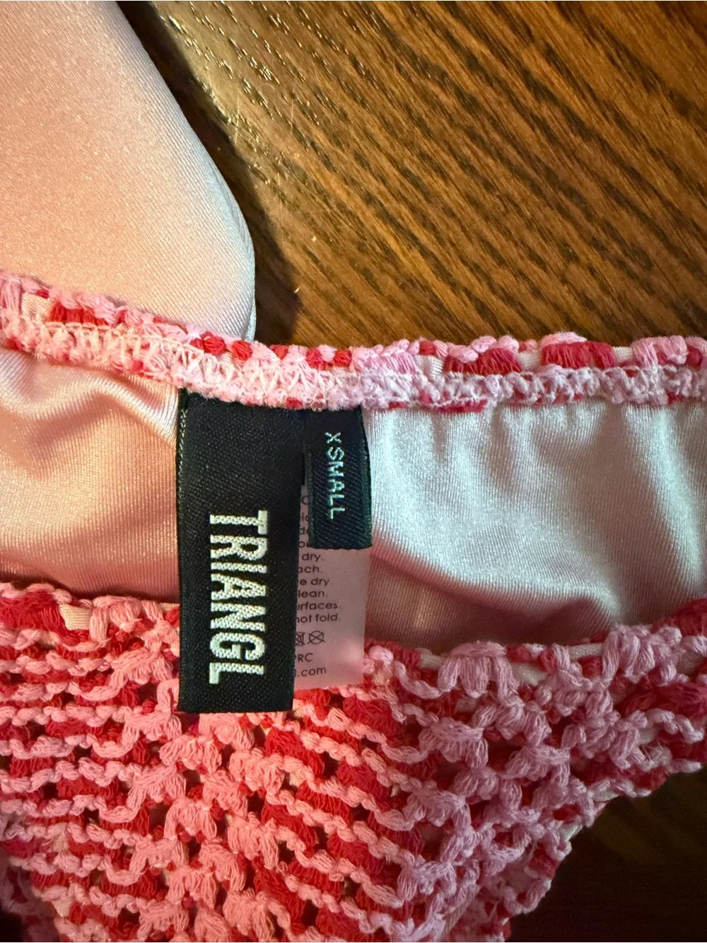 triangl swimwear Pink Crochet Strapless Bandeau & Tie-Side Bikini